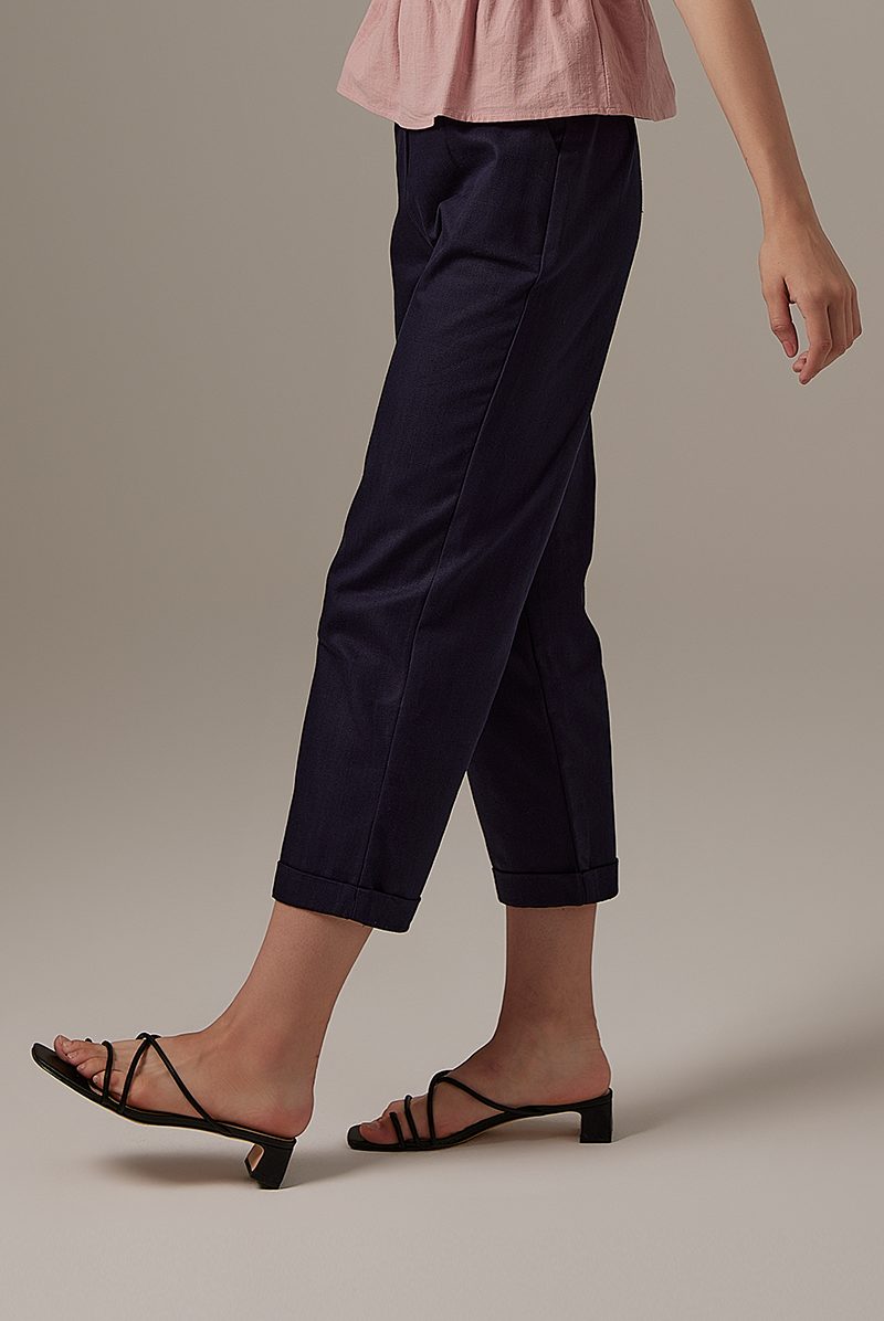 Vera Straight Leg Pants in Navy Blue