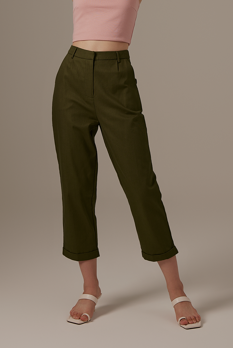 Vera Straight Leg Pants in Olive