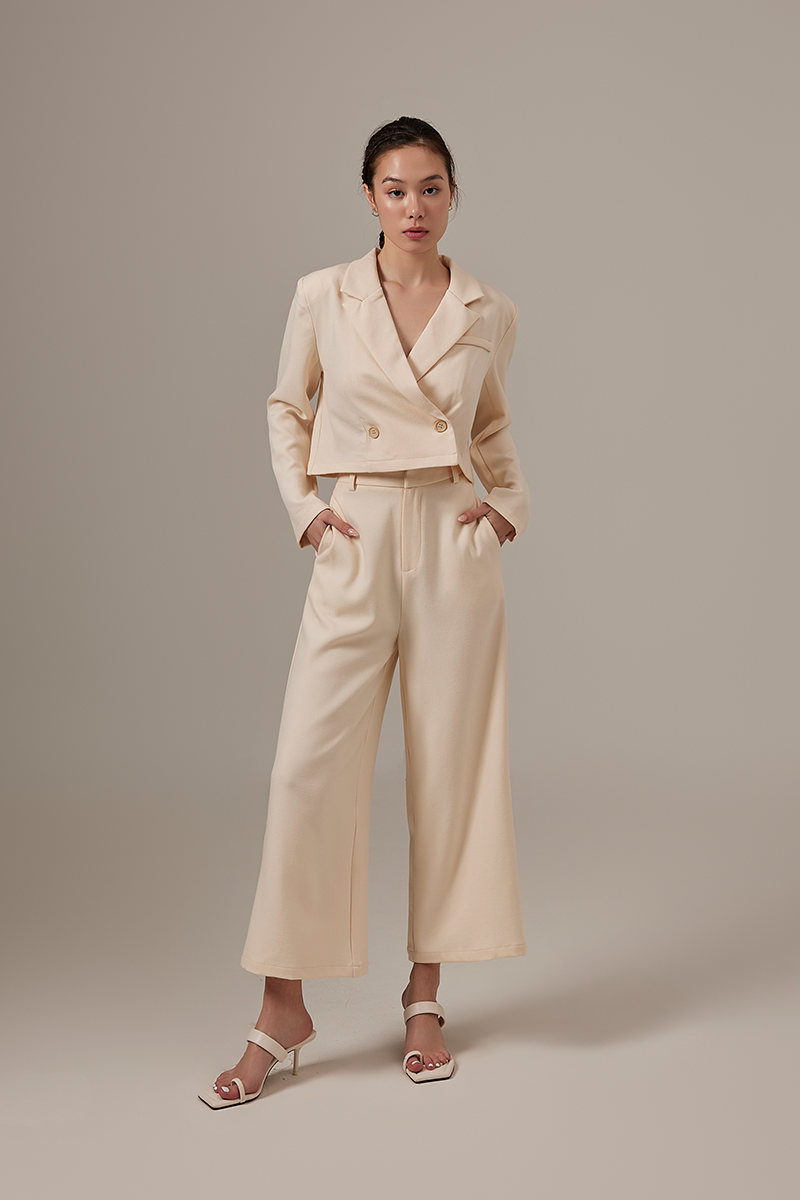 Daphne Wide Leg Pants in Cream