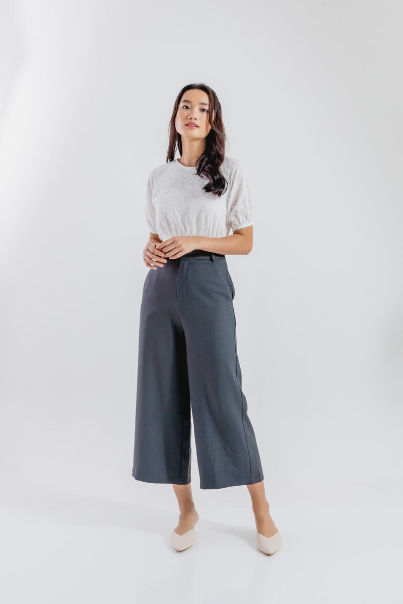 Daphne Wide Leg Pants in Dark Grey