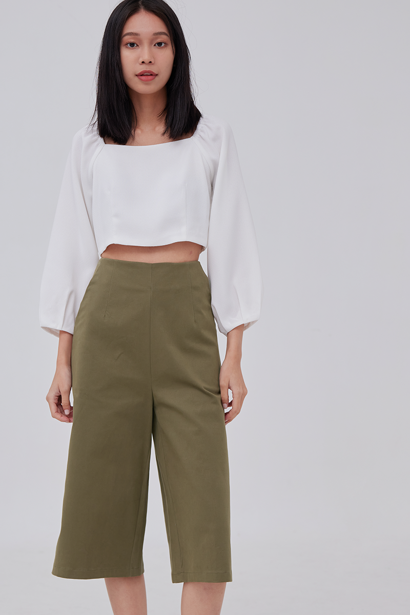 Enola Wide Leg Pants in Olive