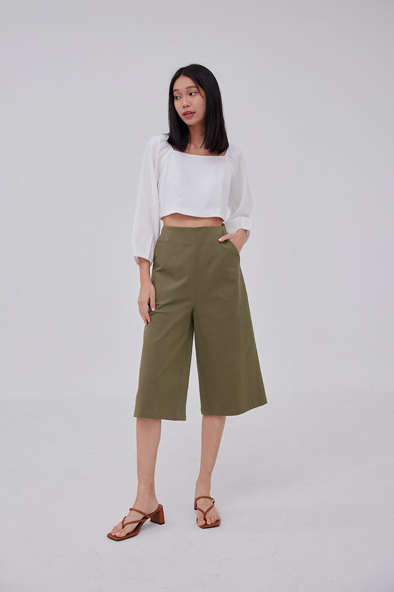 Enola Wide Leg Pants in Olive