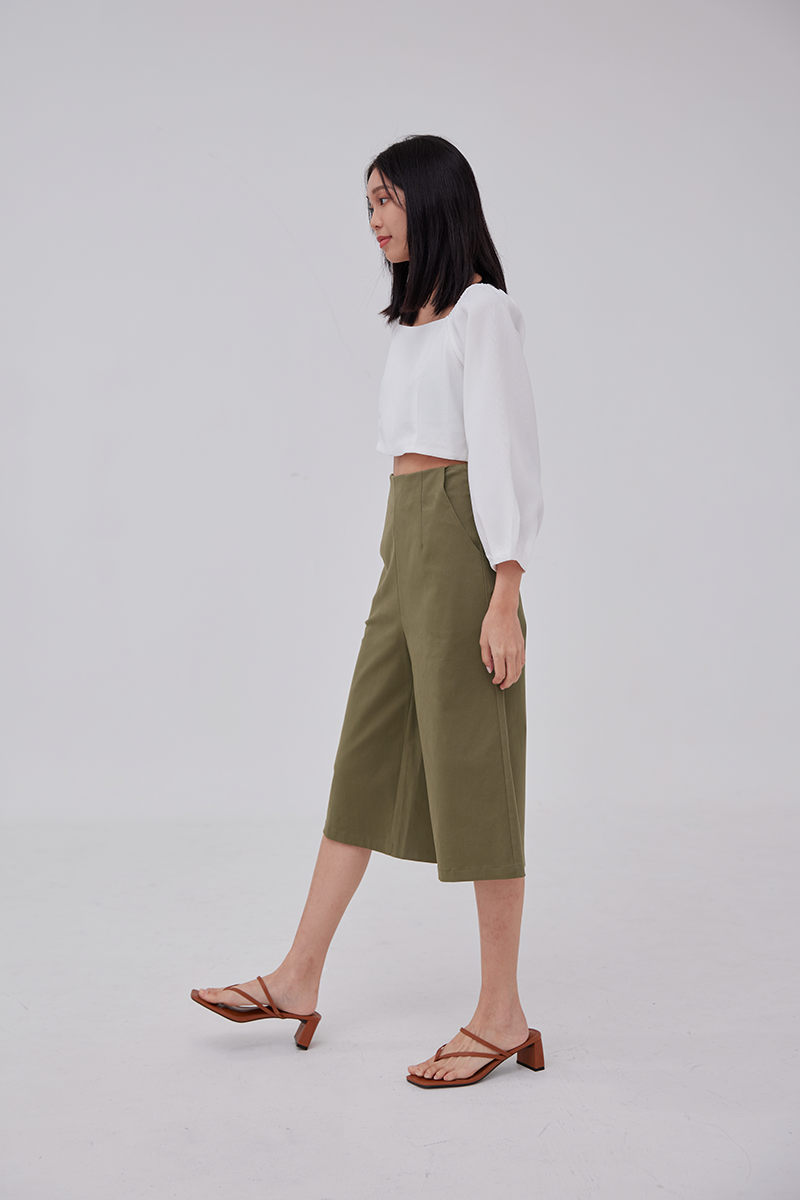 Enola Wide Leg Pants in Olive