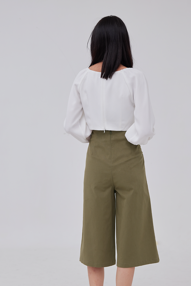 Enola Wide Leg Pants in Olive