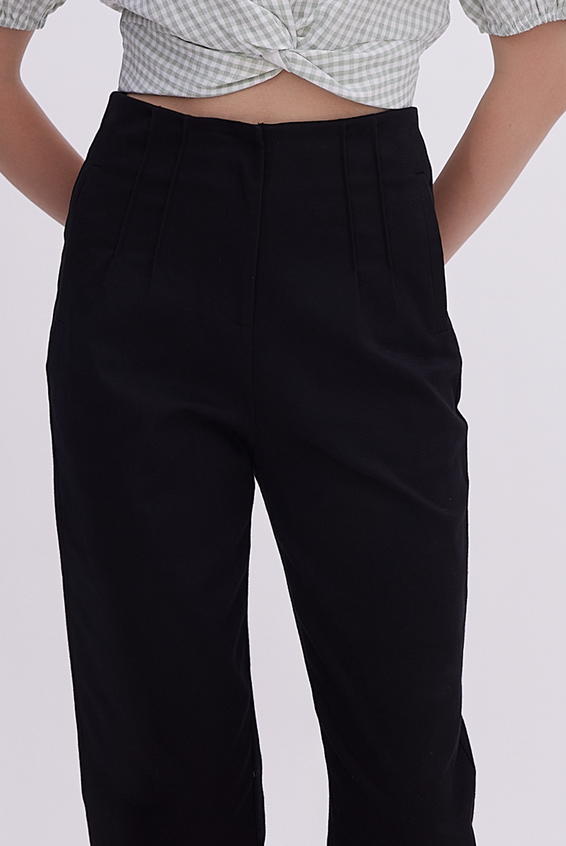 Coreen High Waisted Pants in Black
