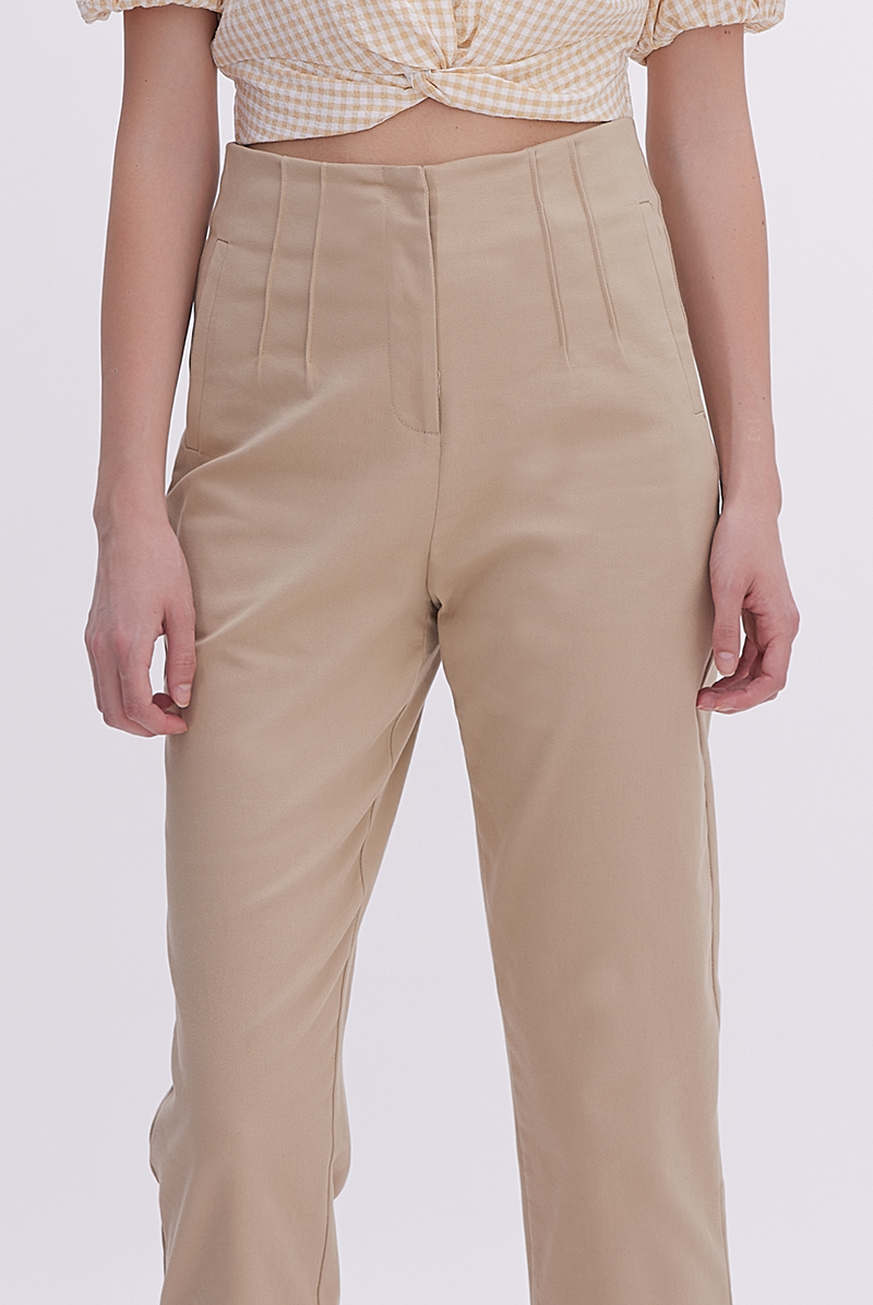 Coreen High Waisted Pants in Khaki
