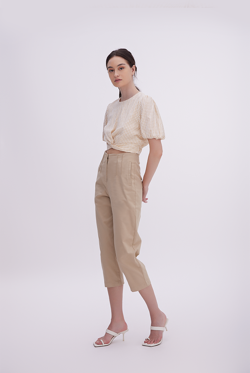 Coreen High Waisted Pants in Khaki