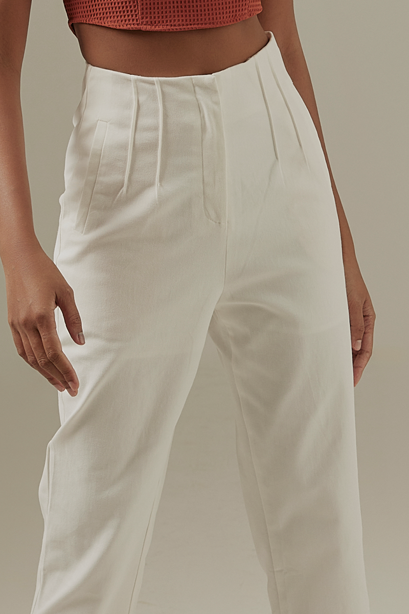 Coreen High Waisted Pants in White