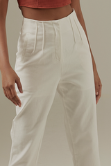 Coreen High Waisted Pants in White