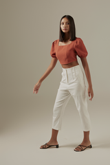 Coreen High Waisted Pants in White
