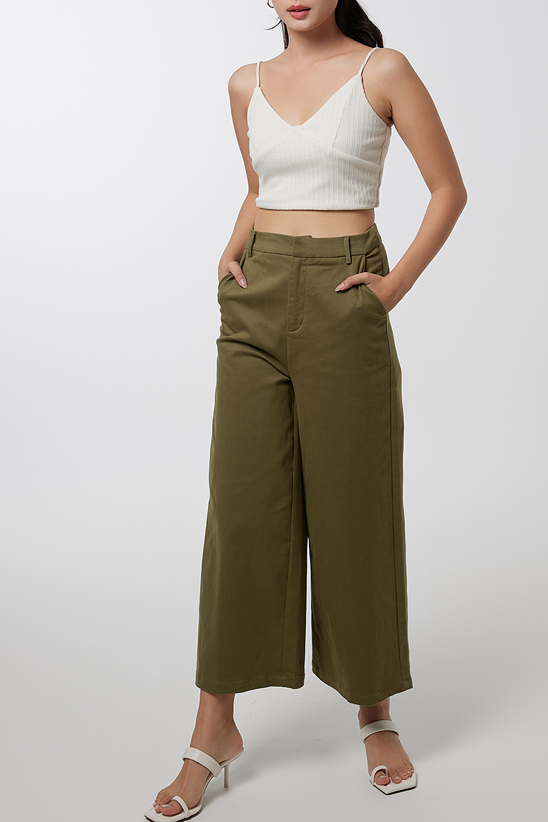 Solmi Wide Leg Pants in Olive