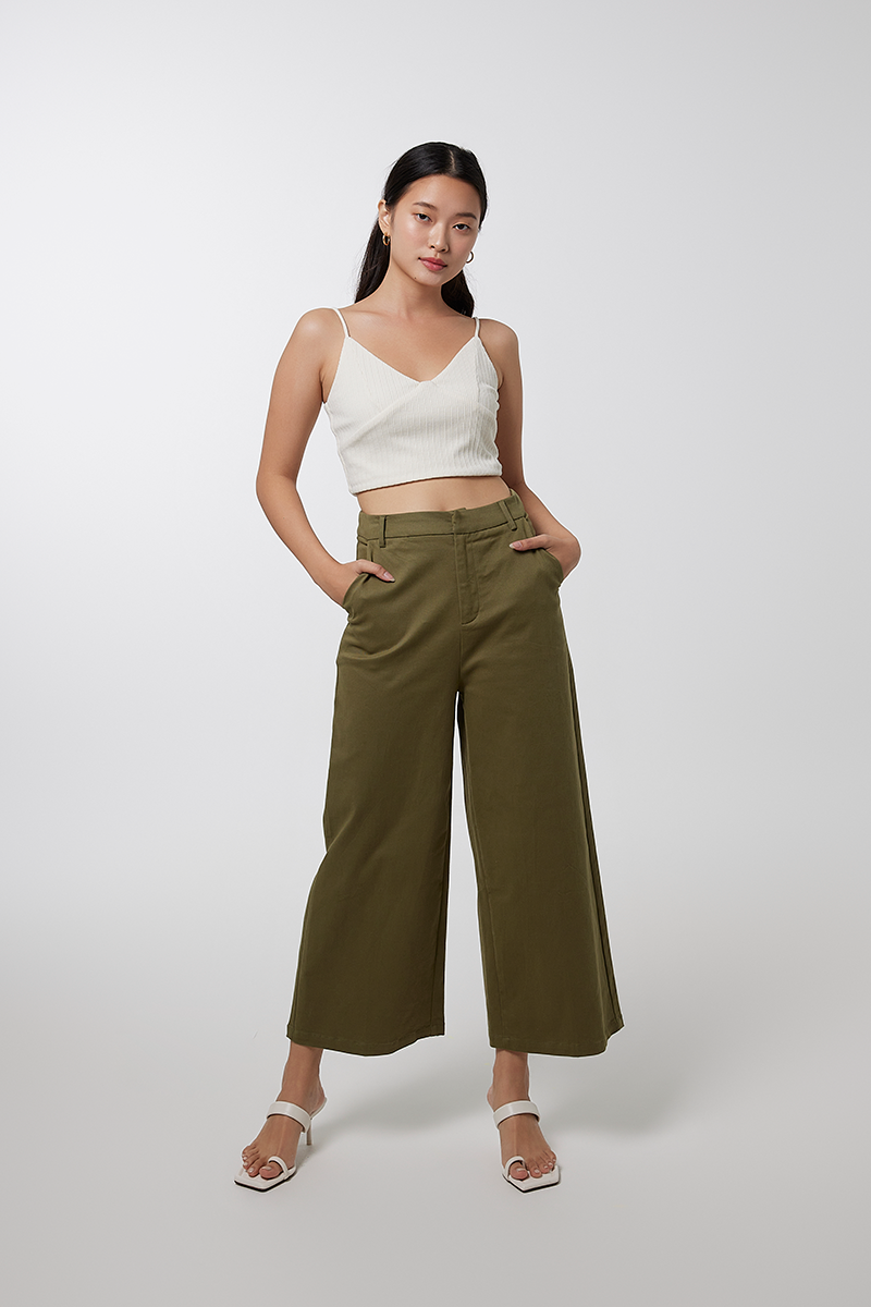 Solmi Wide Leg Pants in Olive