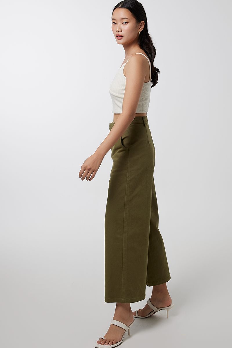 Solmi Wide Leg Pants in Olive