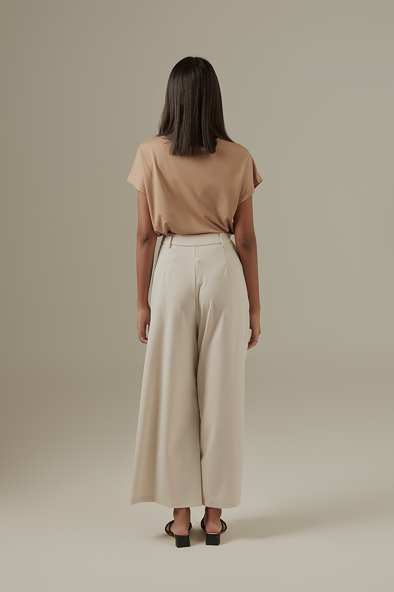 Brenda Wide Leg Pants in Bone