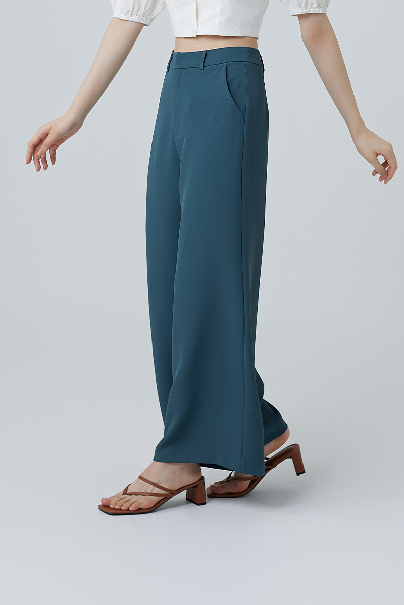 Karyn Wide Leg Pants in Emerald 