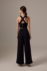 Karyn Wide Leg Pants in Navy Blue