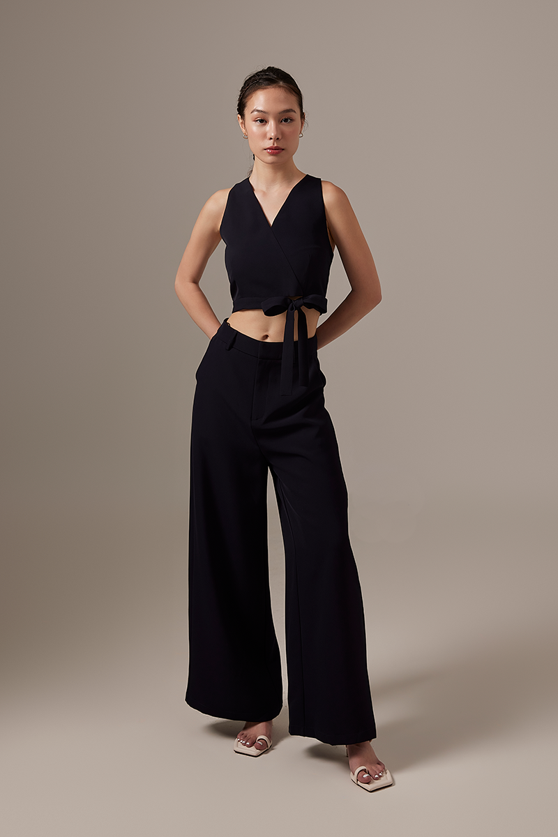 Karyn Wide Leg Pants in Navy Blue