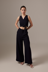 Karyn Wide Leg Pants in Navy Blue