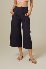Georgia Cropped Pants in Navy Blue