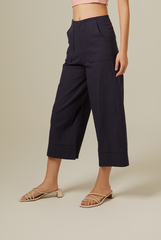 Georgia Cropped Pants in Navy Blue