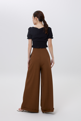 Gianna Pleated Wide Leg Pants in Peanut