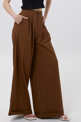 Gianna Pleated Wide Leg Pants in Peanut