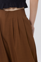 Gianna Pleated Wide Leg Pants in Peanut