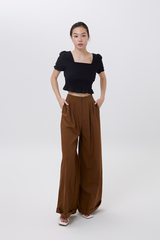 Gianna Pleated Wide Leg Pants in Peanut