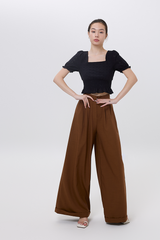 Gianna Pleated Wide Leg Pants in Peanut