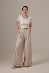 Gianna Pleated Wide Leg Pants in Taupe
