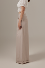 Gianna Pleated Wide Leg Pants in Taupe