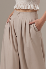 Gianna Pleated Wide Leg Pants in Taupe