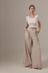 Gianna Pleated Wide Leg Pants in Taupe