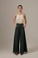 Liza Princess Seam Wide Leg Pants in Forest
