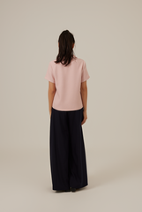Liza Princess Seam Wide Leg Pants in Navy Blue