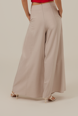 Liza Princess Seam Wide Leg Pants in Oat