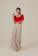 Liza Princess Seam Wide Leg Pants in Oat