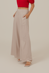 Liza Princess Seam Wide Leg Pants in Oat