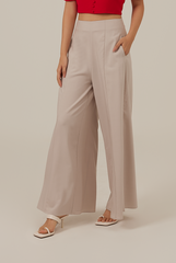 Liza Princess Seam Wide Leg Pants in Oat