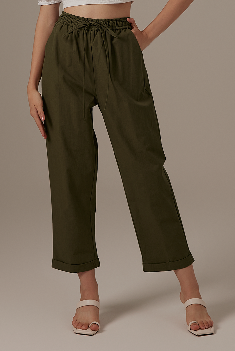 Idens Elasticated Pants in Olive