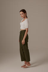 Idens Elasticated Pants in Olive
