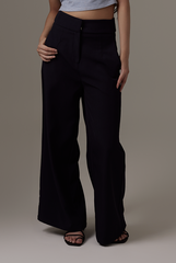 Lesha High Waist Pants in Navy Blue