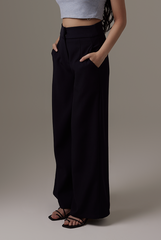 Lesha High Waist Pants in Navy Blue