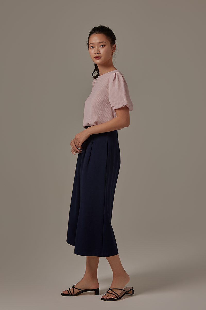 Pyrena Pleated Culottes in Navy Blue