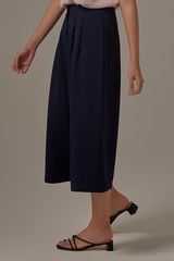 Pyrena Pleated Culottes in Navy Blue