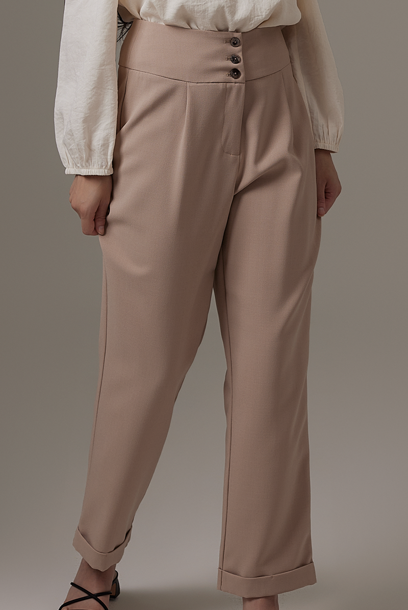 Jerlene Button Down Pants in Khaki
