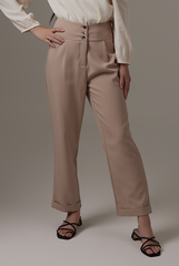 Jerlene Button Down Pants in Khaki