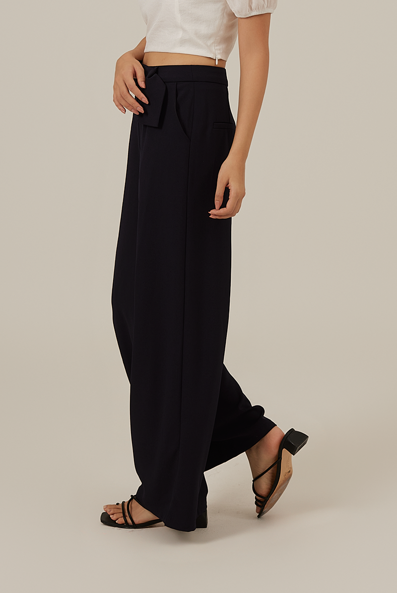 Reina Wide Leg Pants in Navy Blue