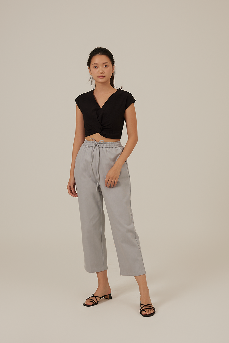 Elmira Drawstring Pants in Dusty Blue