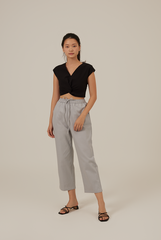 Elmira Drawstring Pants in Dusty Blue